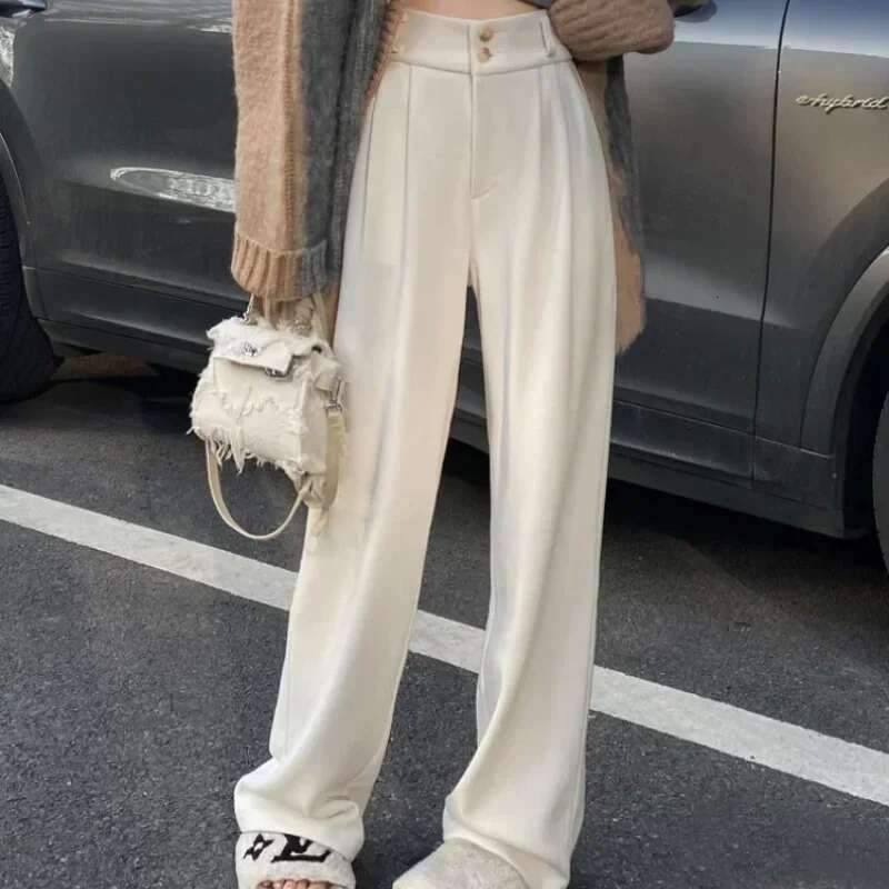 Womens Pants With Pockets Korean Fashion Female Trousers Loose Baggy Clothing Slacks Trends 2025 Y2k Streetwear Classic Elastic