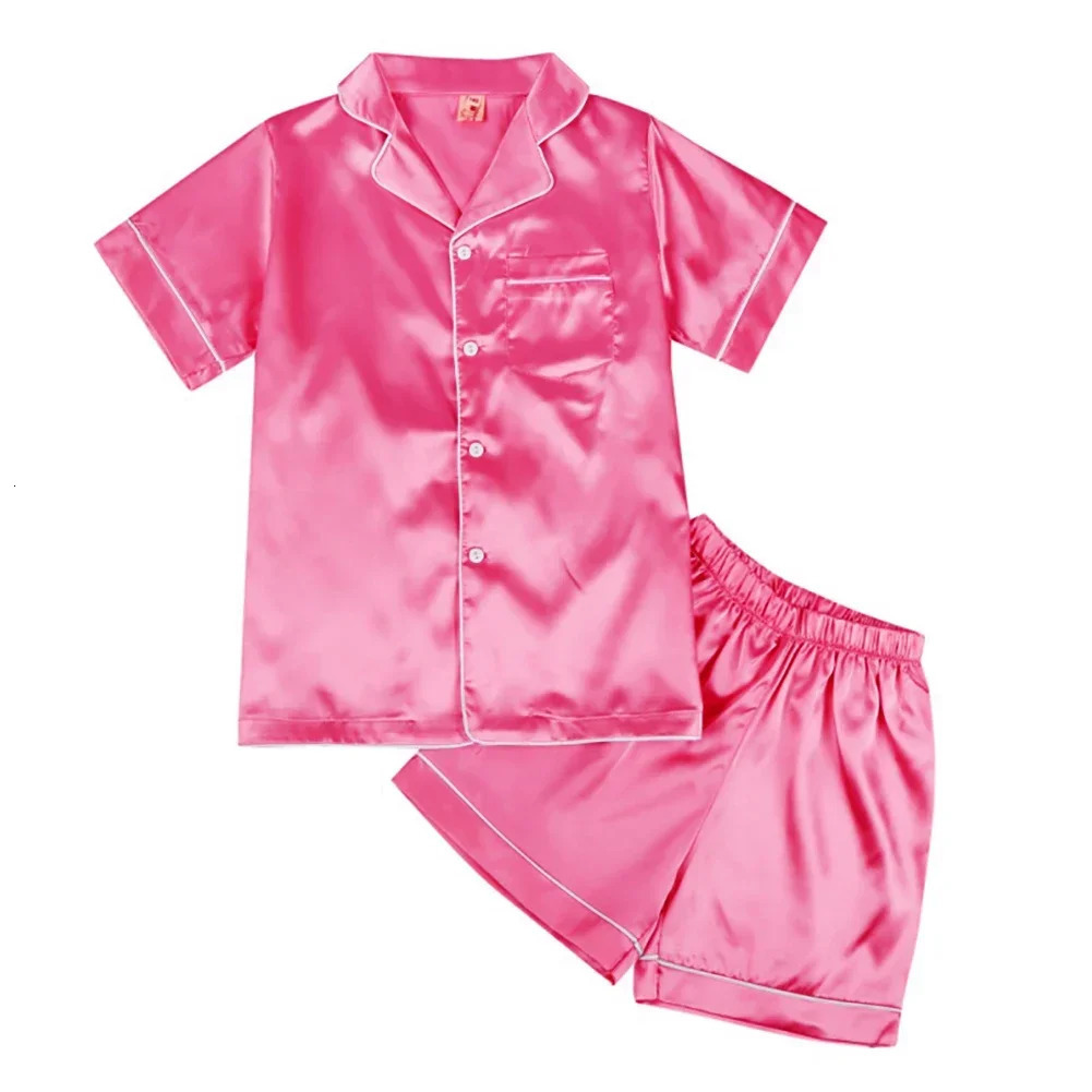 Summer Experience Unparalleled Comfort With Silk Pajama Set for Children Girls and boys Ages 4-10 250617