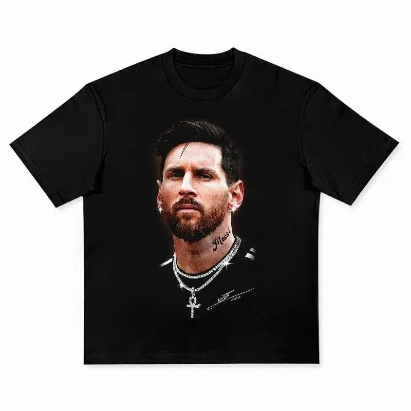 Pure Cotton American-style Streets Both Sexes Fashionable Vintage Print Short-sleeved T-shirt