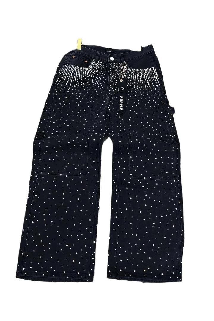 Harajuku Hip Hop Streetwear Hip Hop Rhinestone Sequin Jeans Y2K Clothes Mens Womens Baggy Jeans Low Waist Wide Leg Trousers 250612