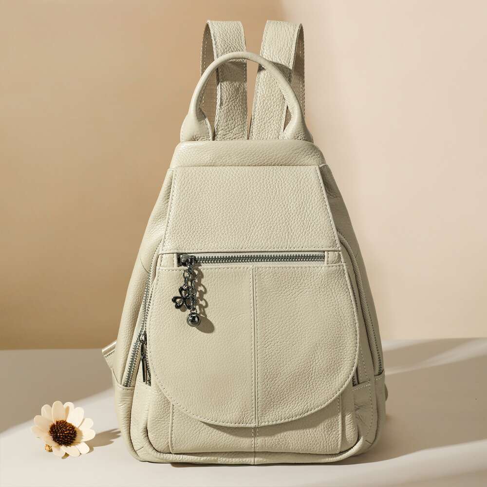 Women's backpack travel Double Shoulder Bagwith leather toe cover layer simple large capacity fashionable and high-end feeling