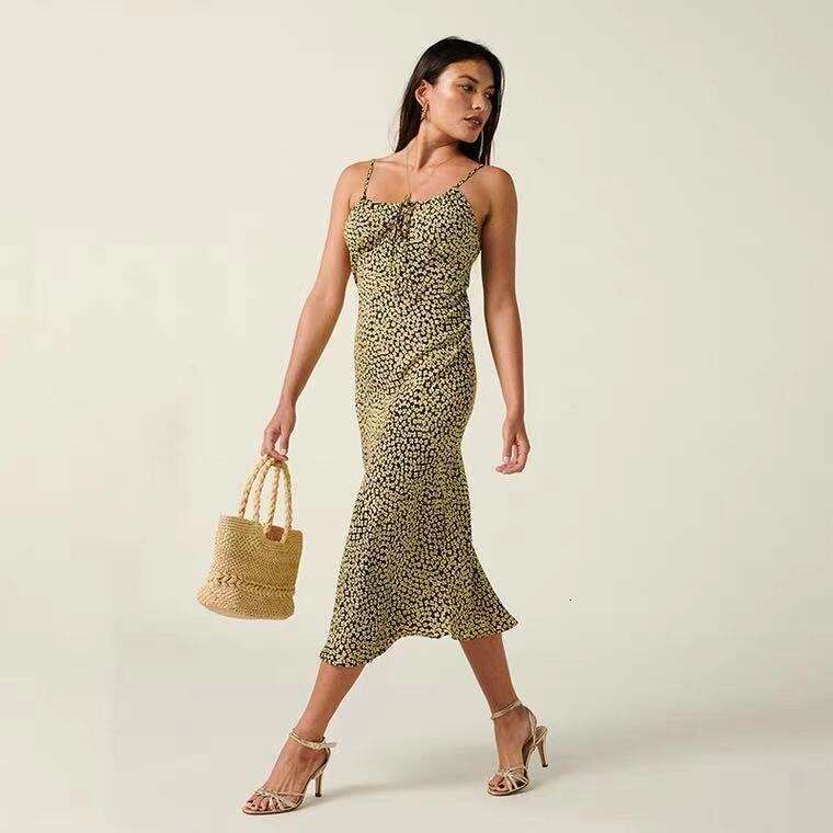 June White Dress Designer Dress N054 Rayon Polka Dot Halter Neck Strap Dress 2025 Summer Womens Fashion