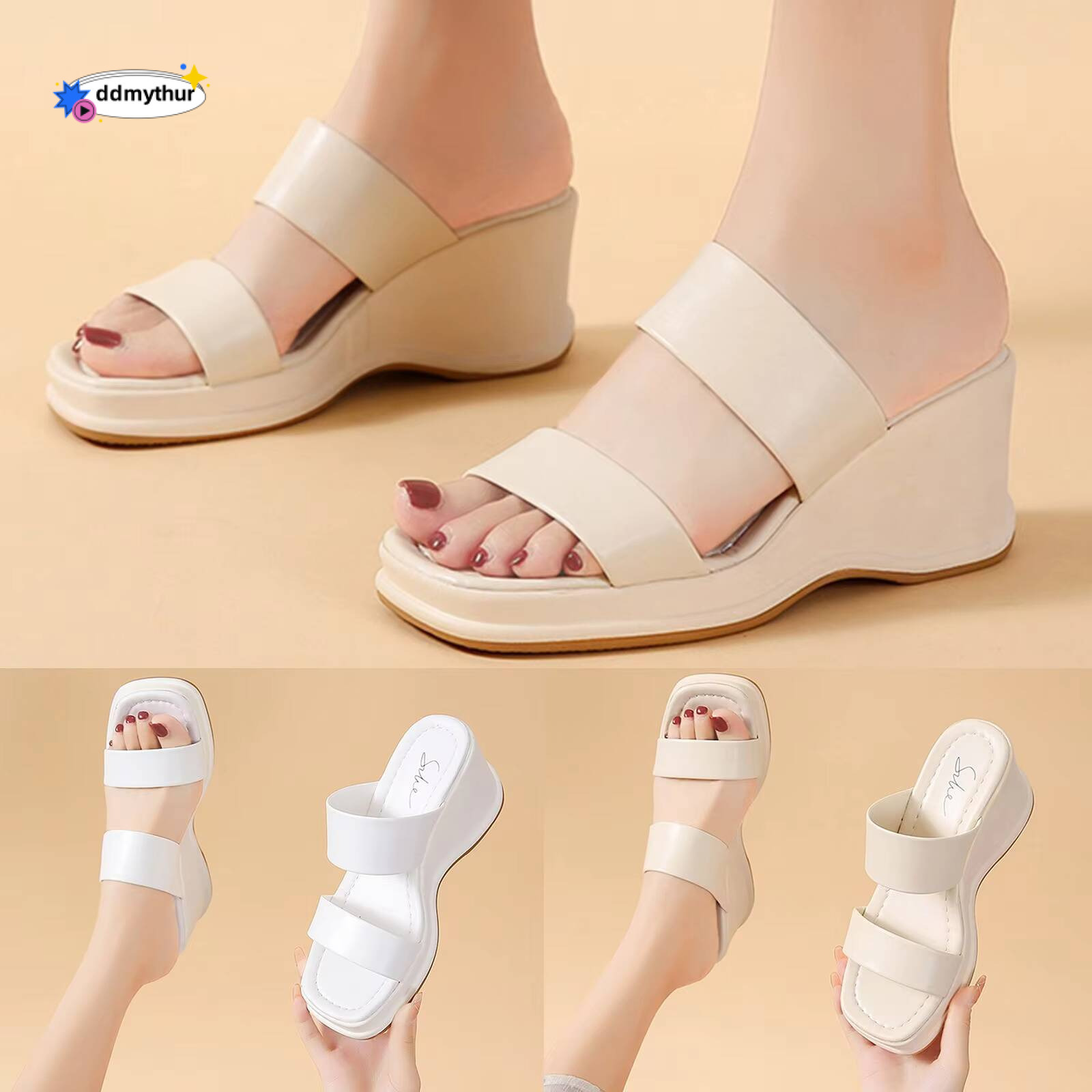 Free Shipping Summer Wedge Heel Thick Sole Solid Color Womens Dress Casual Pineapple Sandals For Women ddmythur
