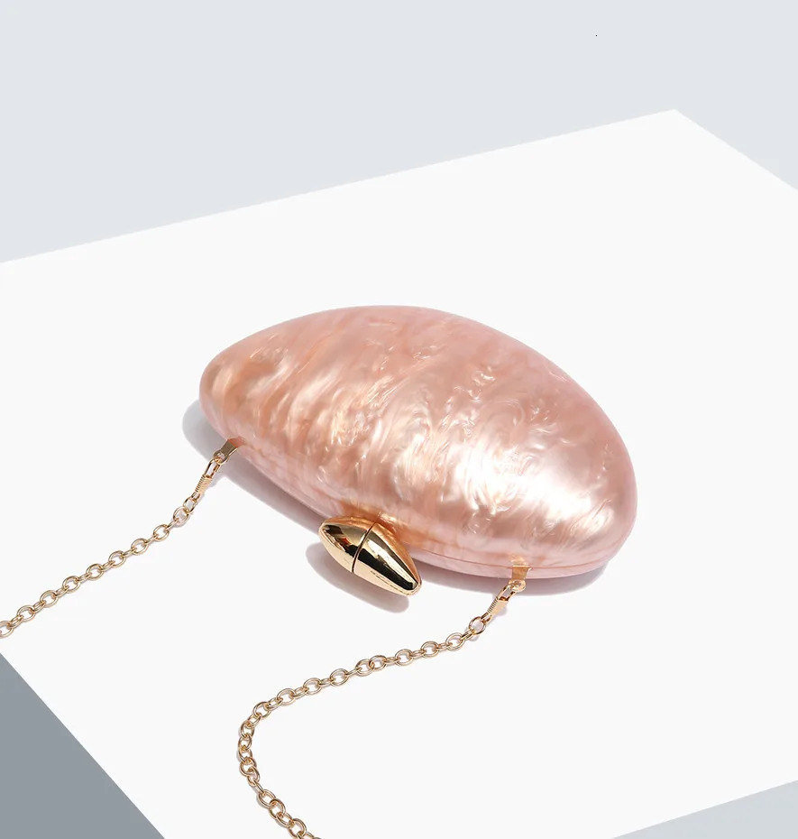 Designer Evening Bag for Women Trendy Acrylic Clutch Purse with Chain Elegant Ellipse Shoulder Party Wedding 250614