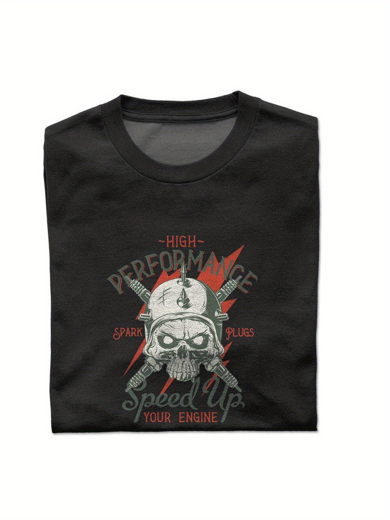 Dongdumaoyi T Shirts 180G Black Men Adult Cotton S-3Xl White Round Collar Short Sleeve Skull d35f