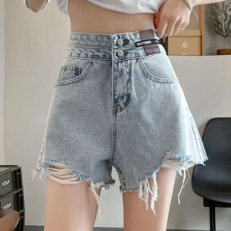 Loose Baggy Wide Womens Denim Shorts Ripped Female Short Jeans Pants Elasticty Hot Harajuku Fashion Offer Original Hot Casual