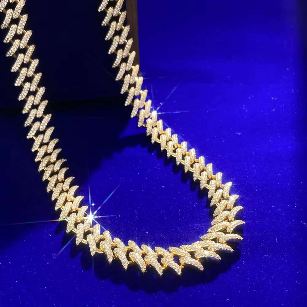 New Design 12mm Fashion Jewelry Mens Cuban Link Chain 925 Sterling Silver Iced Out Vvs Moissanite Gold Plated Hiphop Cuban Chain