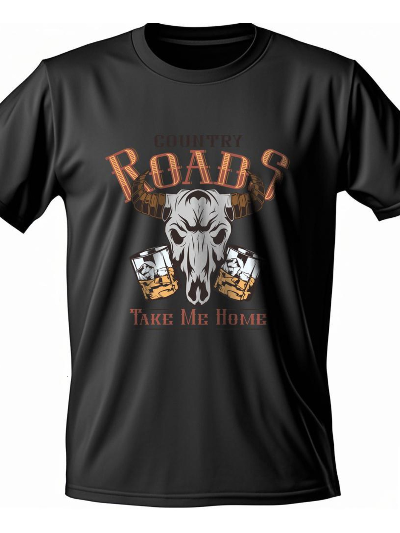Dongdumaoyi Men S-3Xl 180G Black Cotton Short Sleeve T Shirts Adult White Round Collar Text Skull de5d