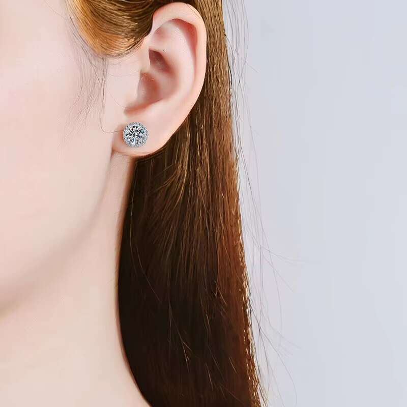Wholesale DEF VVS1 Moissanite Halo Earrings Solid 925 Sterling Silver with GRA Certificate Pass Diamond Tester