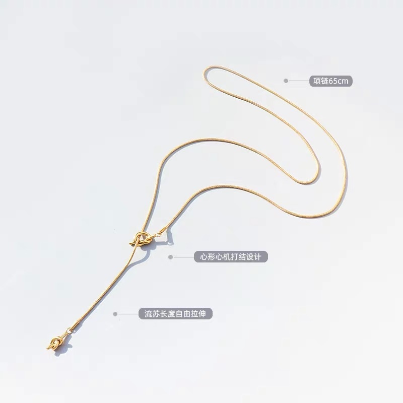 Fashion Light Style Simple Personality Knotted Necklace for Women Design Titanium Steel Non-Fading Jewelry