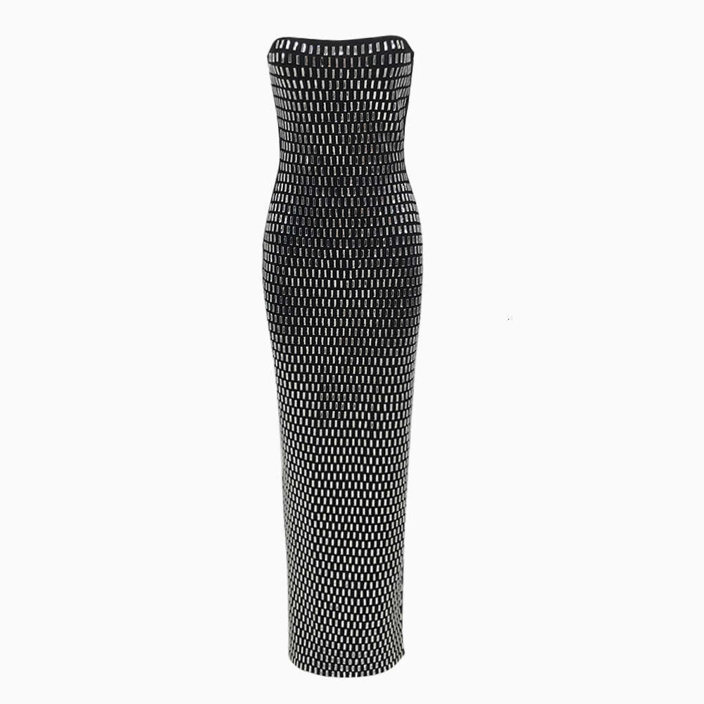 Summer New Arrival Banquet Evening Socialite Full Diamond Bodycon Strapless Bandage Dress for Women