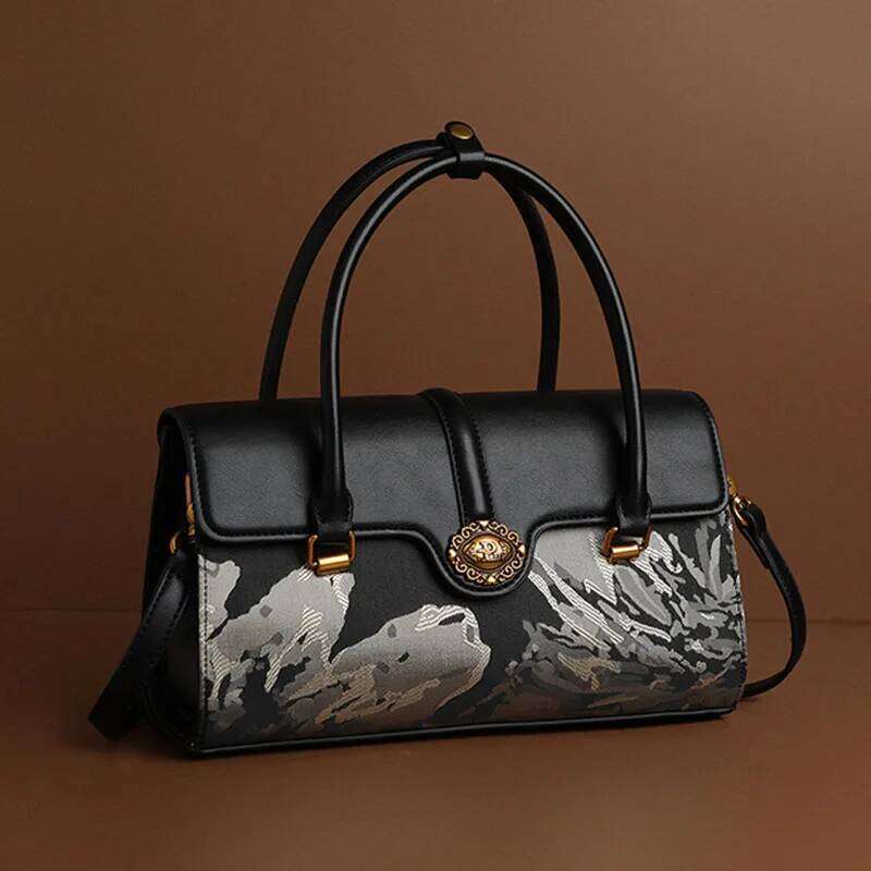 Real Leather 2024 New Style, Large Capacity Hand-Held Women's Bag, High-Quality Fashion Mommy Bag