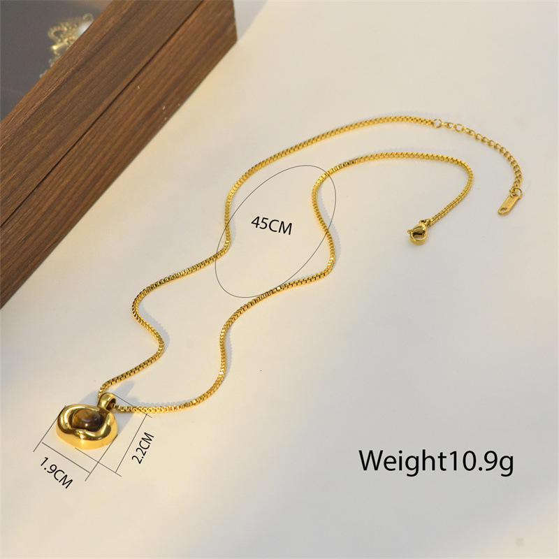 Tiger Eye Stone Beaded Irregular Stainless Steel Pendant Double Layer Stacked Necklace for Women