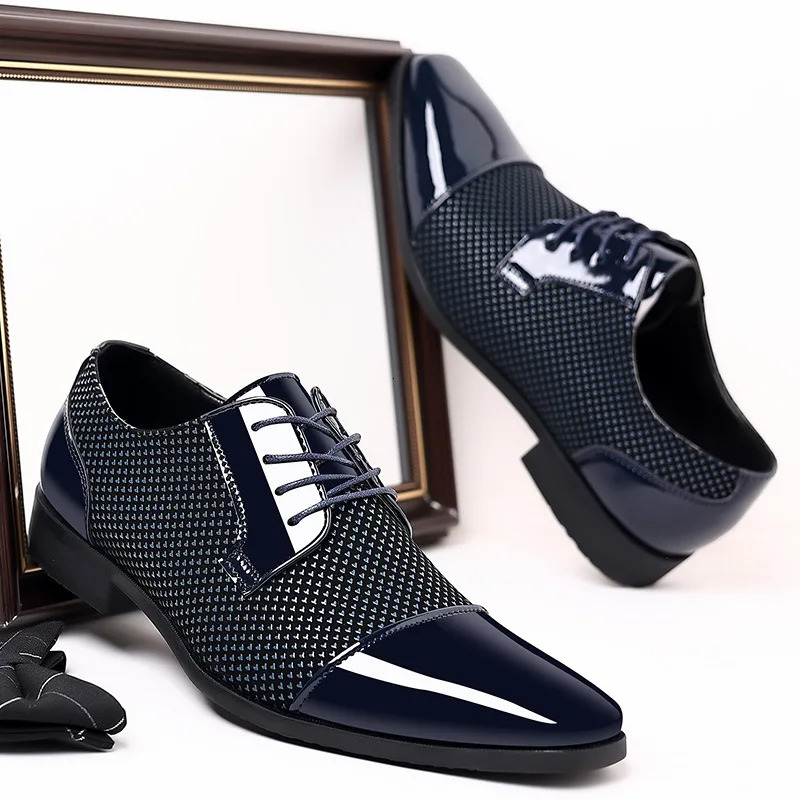 Trending Classic Men Dress Shoes For Oxfords Patent Leather Lace Up Formal Black Wedding Party Shoes2023 250612