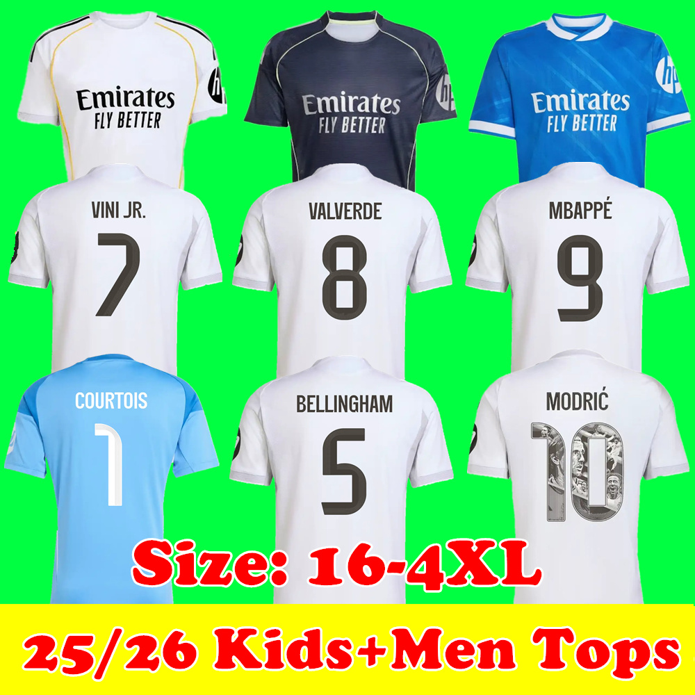 25 26 MBAPPE Camiseta de futbol VINI JR BELLINGHAM Soccer Jerseys Home Away 3rd RODRYGO MODRIC maillot de foot VALVERDE COURTOIS Child Kids Men Tops Jersey 3XL 4XL