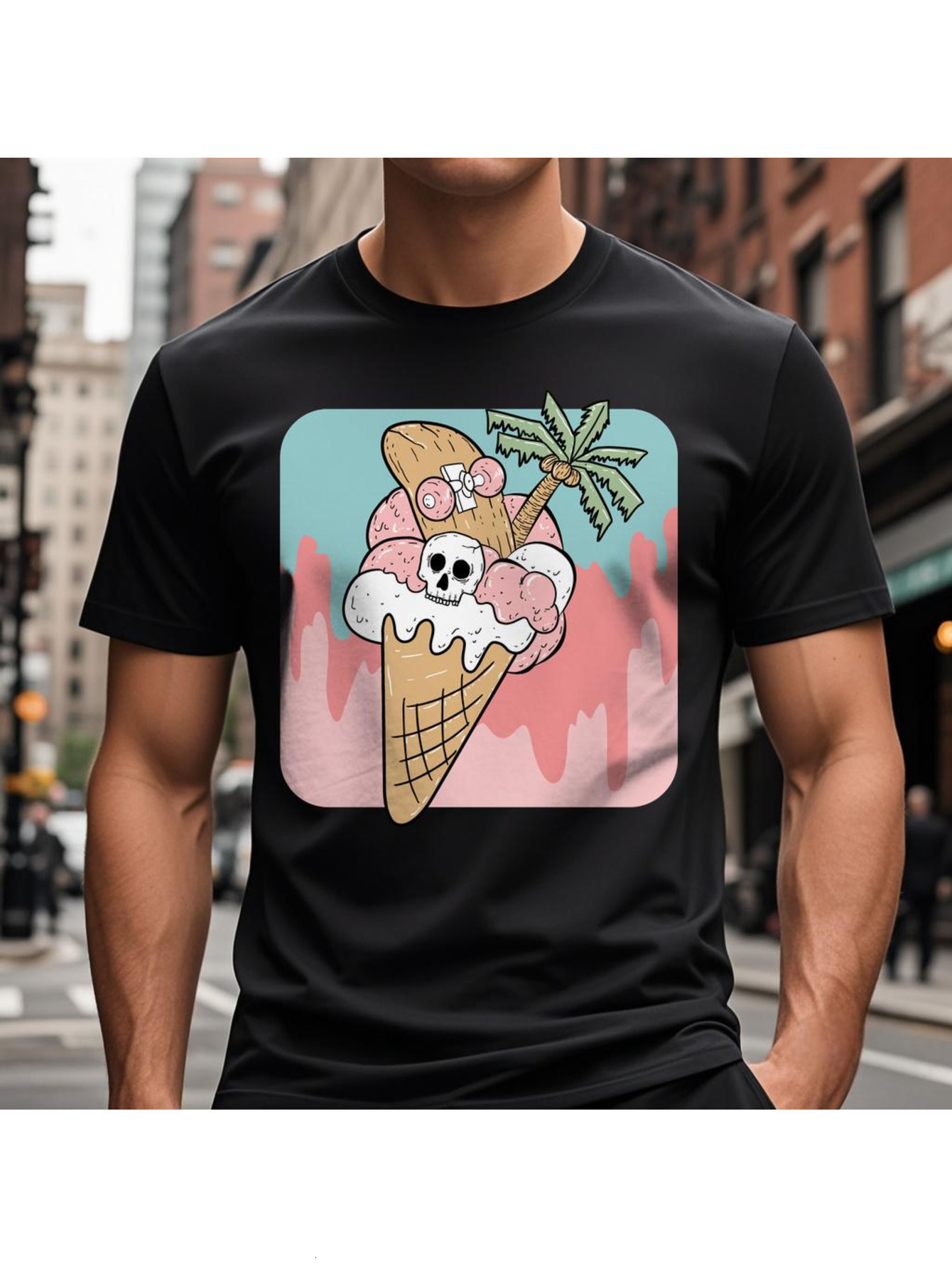 Dongdumaoyi Men Round Collar S-3Xl 180G White Graphics T Shirts Skull Cotton Black Adult Short Sleeve Halloween d8c4
