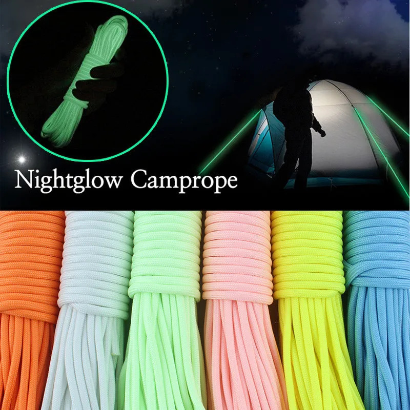Luminous Rope 9 Strands 4mm Fluorescent Paracord Nylon 550 Tent Cord Outdoor Parachute Camping Lanyard Survival Glow In The Dark 250611