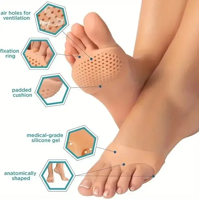 2/4PCs silicone metatarsal pads toe separation foot pads orthopedic foot massage insoles forefoot socks foot care tools 250613