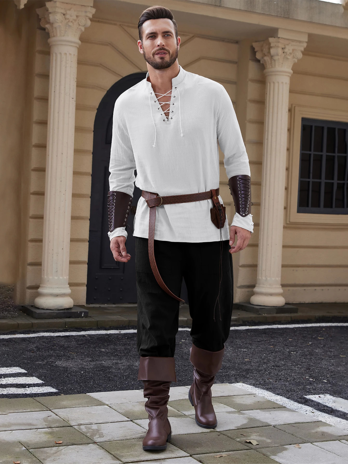 Mens Halloween Costume Pants Medieval Viking Pirate Cosplay Pants Renaissance Trousers for Adult With Pocket 250614