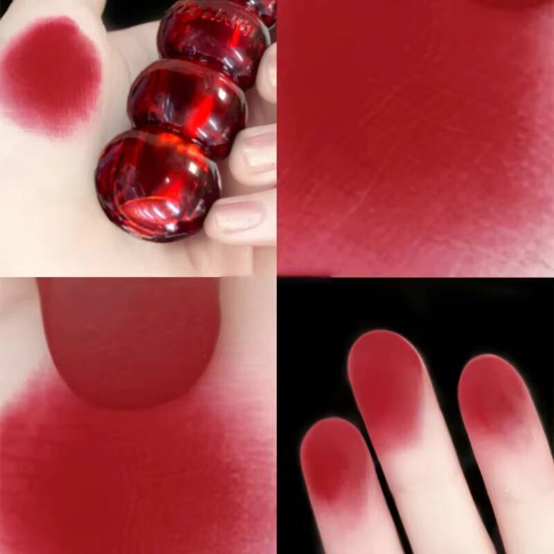 Cute Gourd Shape Matte Lipstick Smoked Brown Red Solid Gloss Waterproof Long Lasting Tinted Balm Velvet Lip Makeup Pen happy