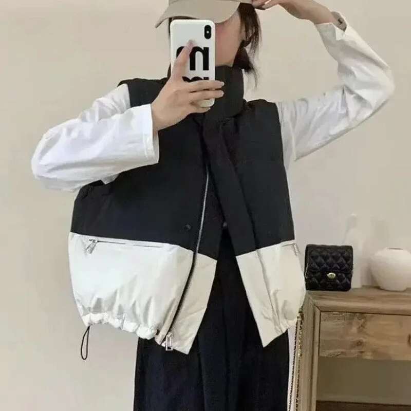 Loose Lady Padded Cotton Giletes Zipper Working Clothes Fashion 2025 Womens Vests Korean Style Insulated Autumn Warm Classic