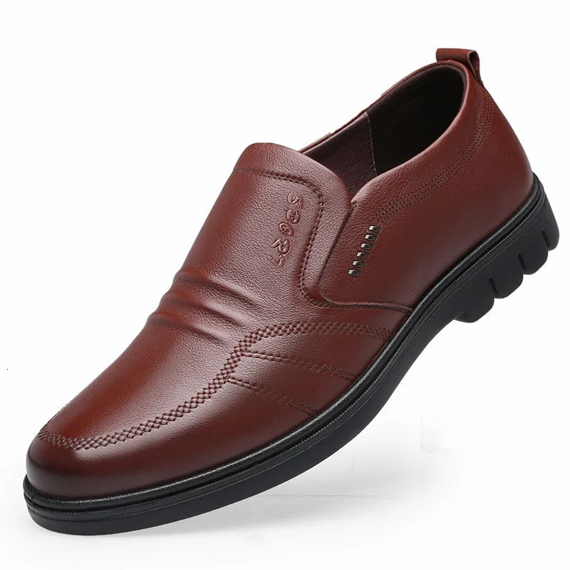 Mens CLassic Leather Shoes Soft Sole Business Casual Loafers Black Offic Worlking Lowtop Slip on Formal 250612