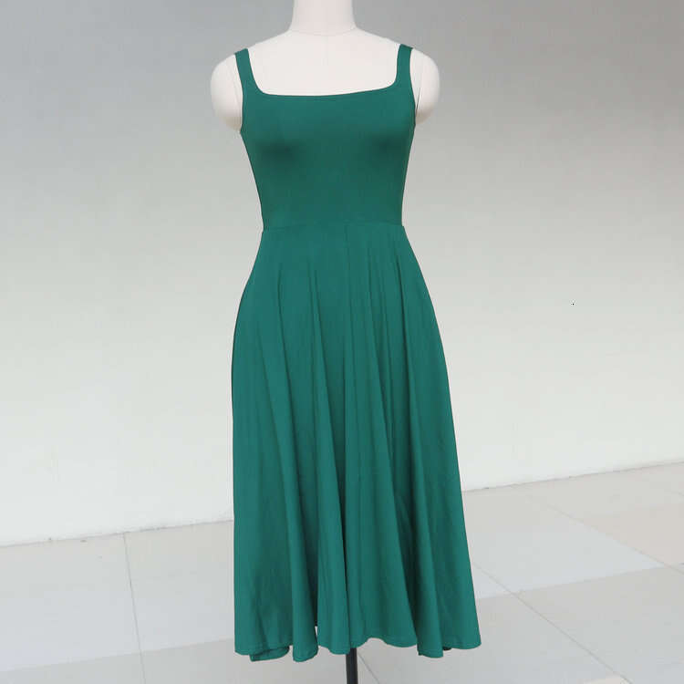Luxury Dress Plus Size Womens Clothing Party Dresses for Women N025 Dark Green Knitted Vest U-neck Square Neck 2025 Summer Womens Slim Fit Dress