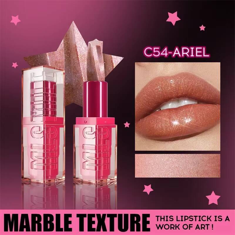 Pearlescent Glitter Lipstick Fine Shimmer Shiny Blam Waterproof Long Lasting Moisturizing Lip Tint Pink Sexy Lips Makeup happy