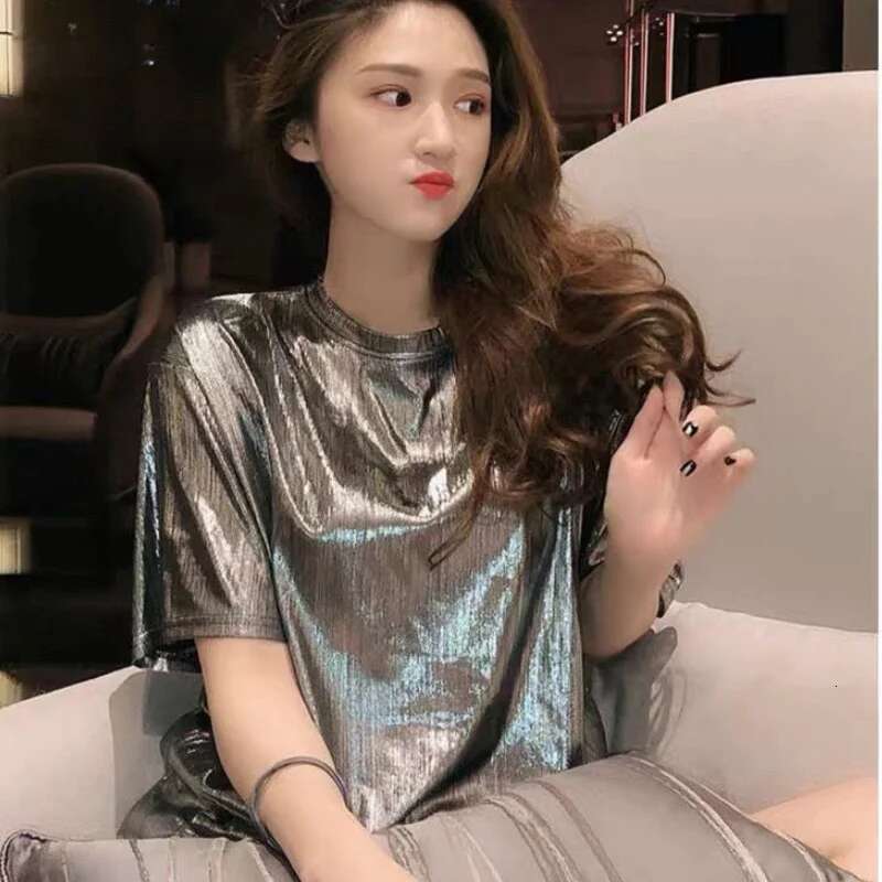 Summer Outfit Woman Tops Glitter T Shirt for Women Cheap Clothing Sales Female Y2k Fashion Korea with Sleeves Korean Streetwear