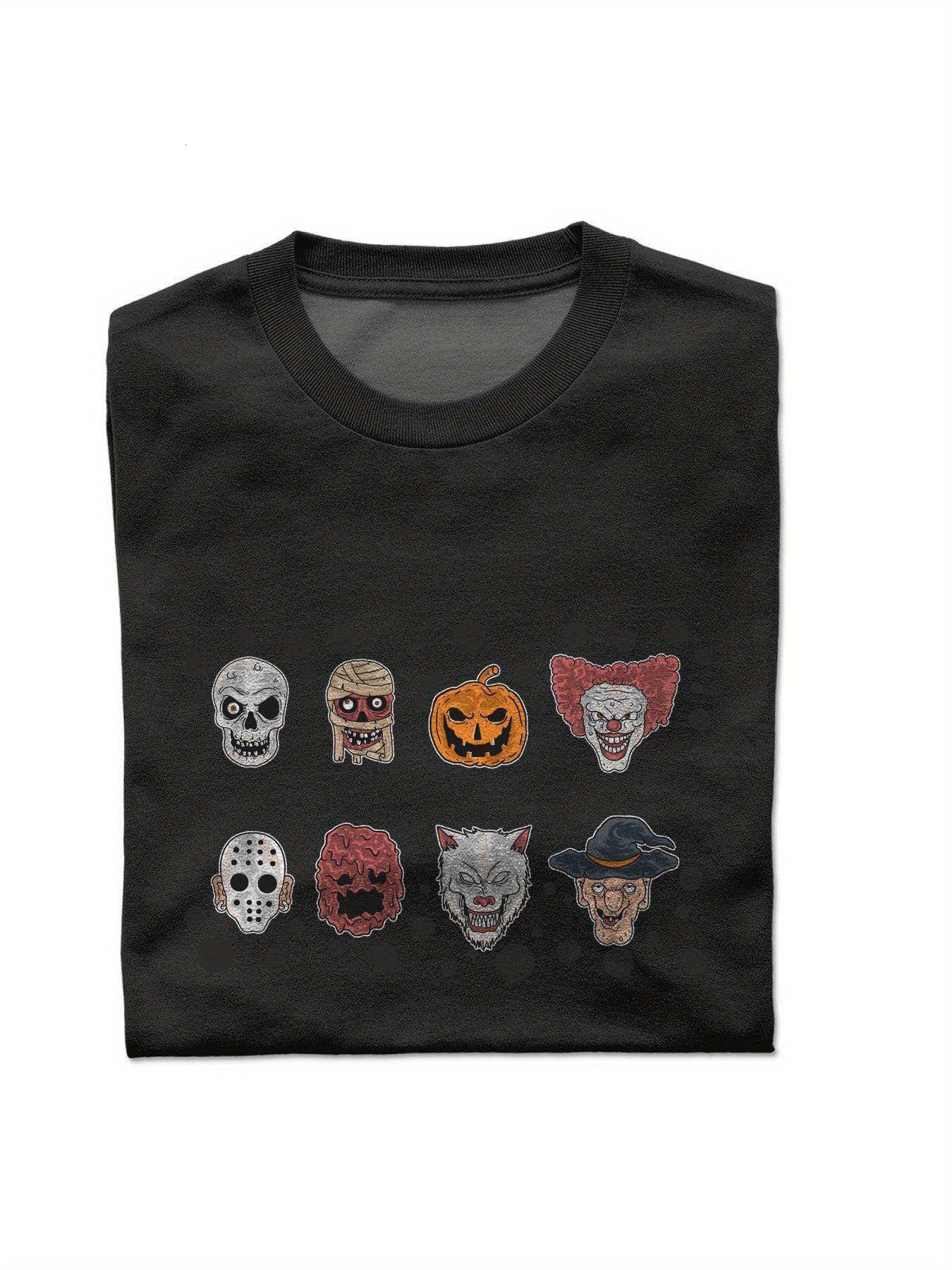 Dongdumaoyi T Shirts Short Sleeve Adult Men Black Round Collar 180G Skull Cotton White Graphics S-3Xl Halloween 519c