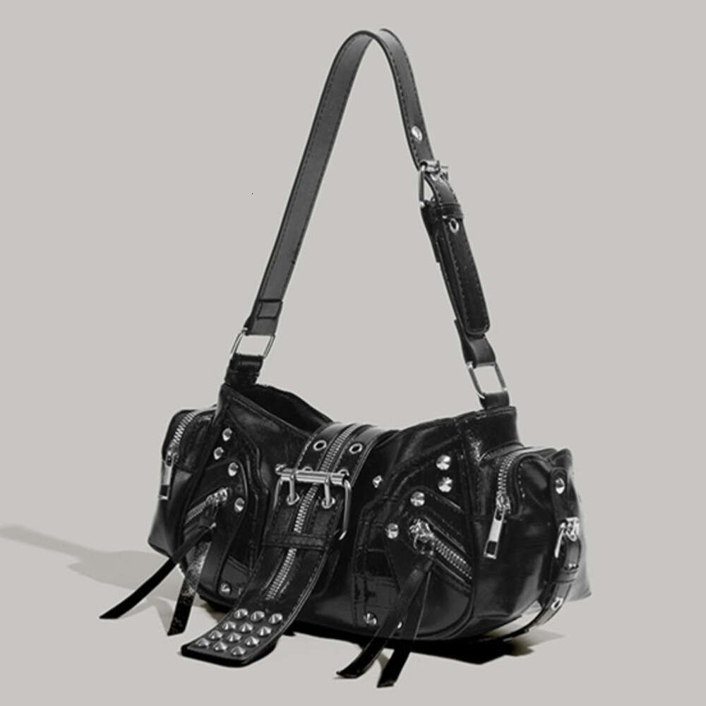 New Autumn Winter Shoulder Crossbody High end Versatile Underarm Studded Motorcycle Bag