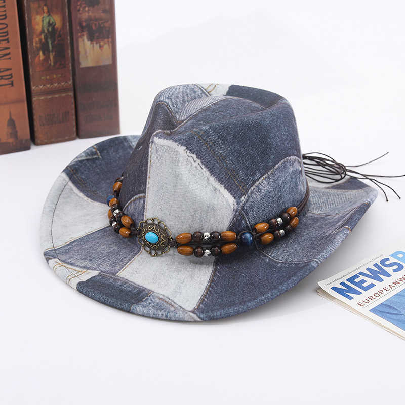 Retro Western Mens Cowboy Hat 8CM Wide Brim Gentlemens Jazz Hat Panama Cowboy Hat Sombrero Hombre Cs W241225