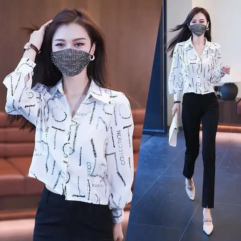 Full Long Sleeve Chiffon Shirts Blouses For Women Summer Luxury Designer Woman Top Clothing Sales Premium Promotion Tall