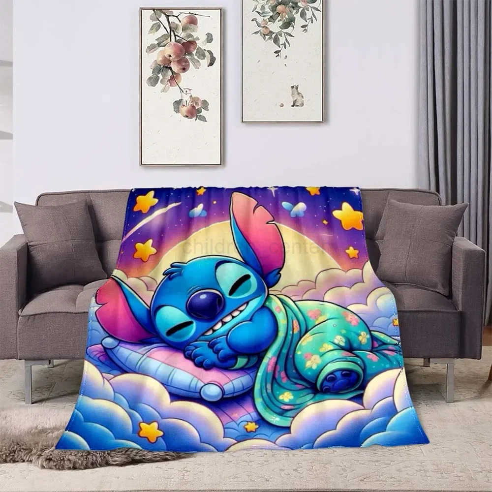 Disney 3D Printing Disney Stitch Blanket Cute Cartoon Lilo Stitch Soft and Comfortable Childrens Lunch Blanket W250617