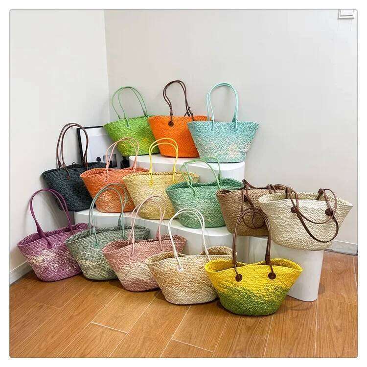Fashion New Women's Woven Summer Beach Large Capacity Bucket Shoulder Bag
