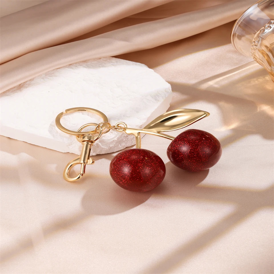 Trendy Cherry Charm Accessory Womens Bag or Keychain Pendant Adornment Individualized Decoration for Women 250606