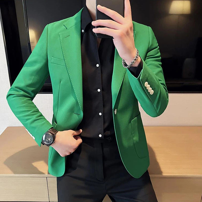 Oversize Thin Male Blazer Plus Big Size Yellow Slim Fit Mens Suit Jackets Menswear Casual Fashion Coat in Original 250614