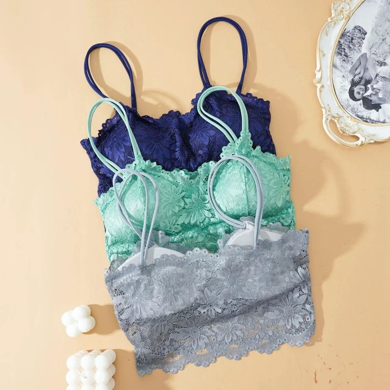 3PCS/Set Womens Sexy Lace Hollow Out Bras Top Comfortable Bralette Underwear Female Wireless Lingerie Seamless Bra 250617