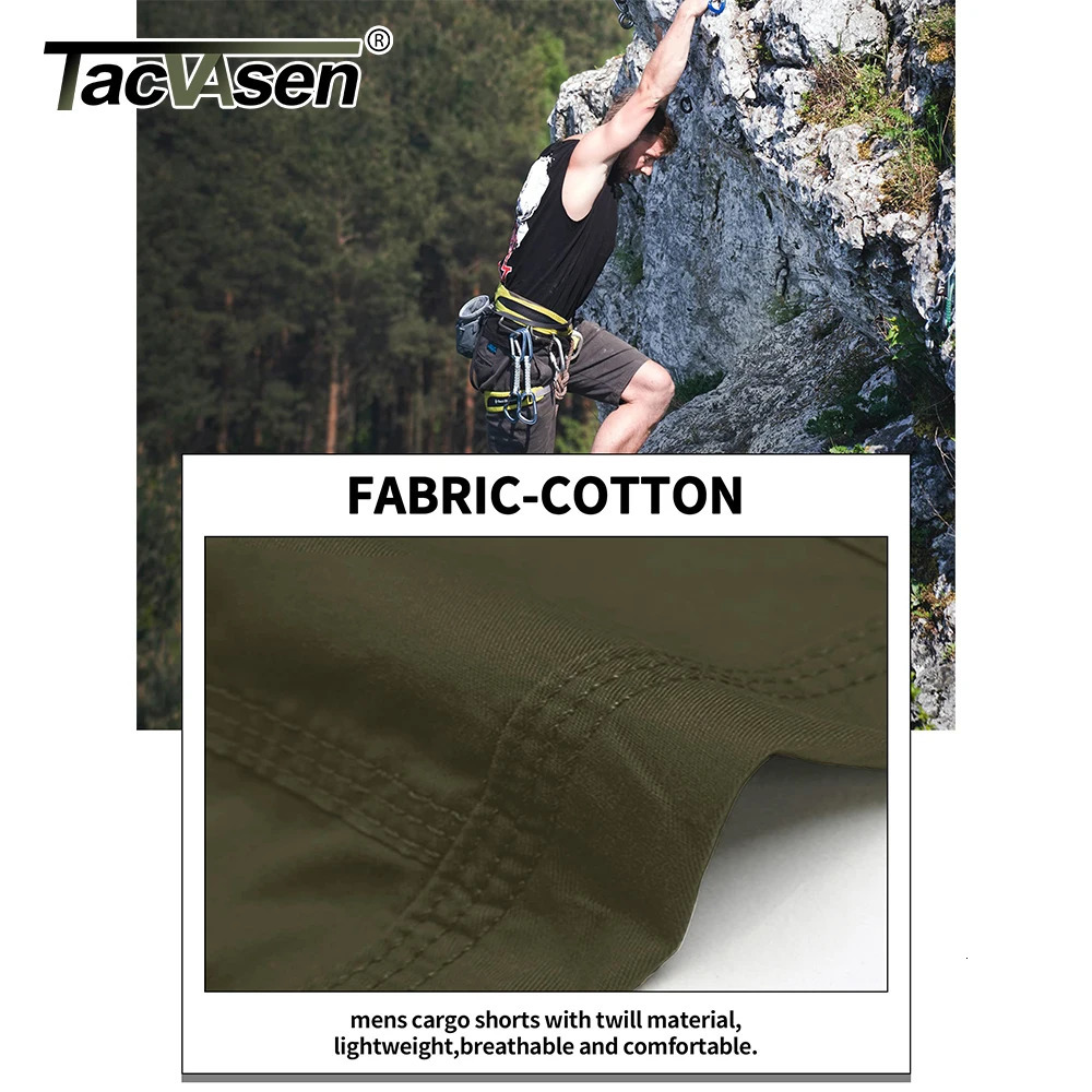 TACVASEN Cotton Below Knee Length 3/4 Long Shorts Mens Outdoor Pants Multi Pocket Summer Twill Work Cargo Pants Man 250529CJ