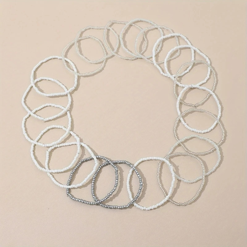 20Pcs Fashionable White Bead Bracelet Charm Stylish Beach Hand Wear Adornment A0KD 250616