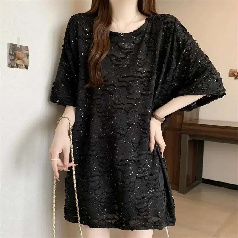 Short Sleeve T Shirt for Women Baggy Woman Tops Clearance Tee Y2k Fashion Korea Polyester Korean Popular Clothes Clothing Sale