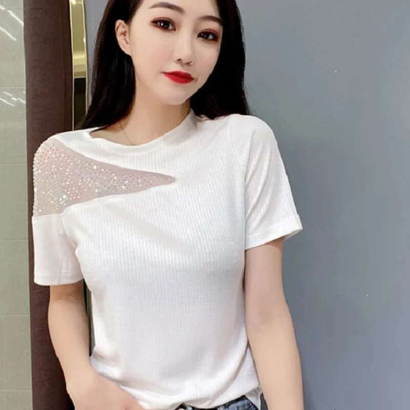 Off Shoulder T Shirt for Women Summer Outfit Woman Tops Korean Reviews Clothes Cheap Kpop Many 2025 High Quality Y2k Clearance