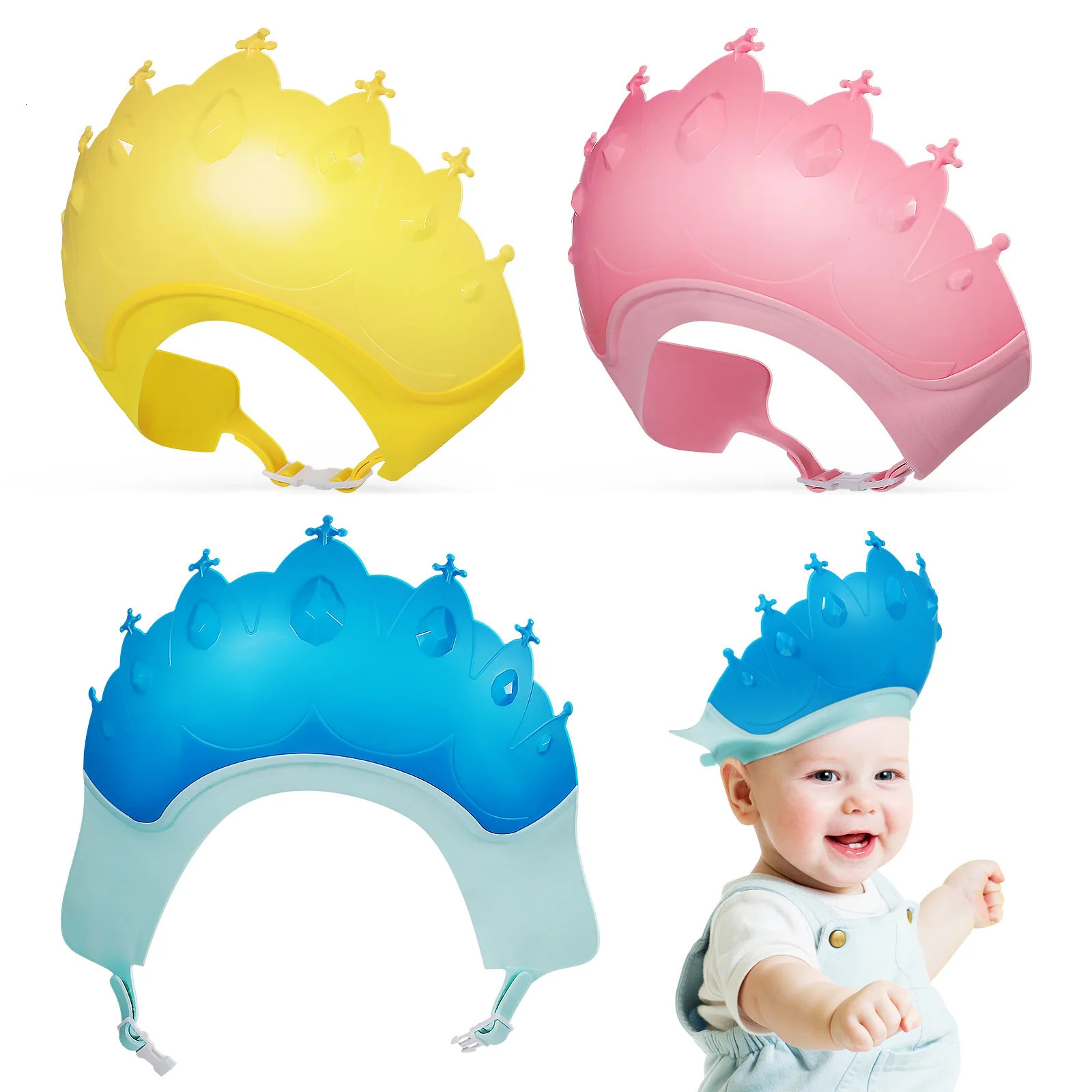 3pcs Waterproof Shampoo Cap Kids Hair Washing Shield Baby Shower Hat Toddler Bathing Visor Adjustable Ear Covers For Children 250617