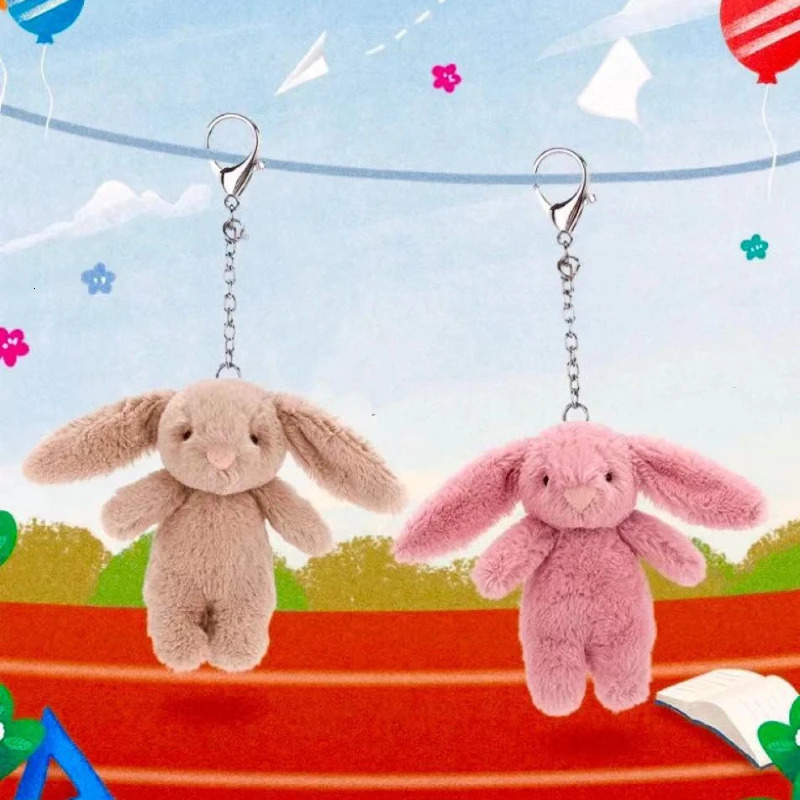 Stuffed Animals Cute Cartoon Rabbit Keychain Love Pompom Trinket Toy Girl Bag Car Keychain Mobile Phone Pendant Jewelry Gift 250616