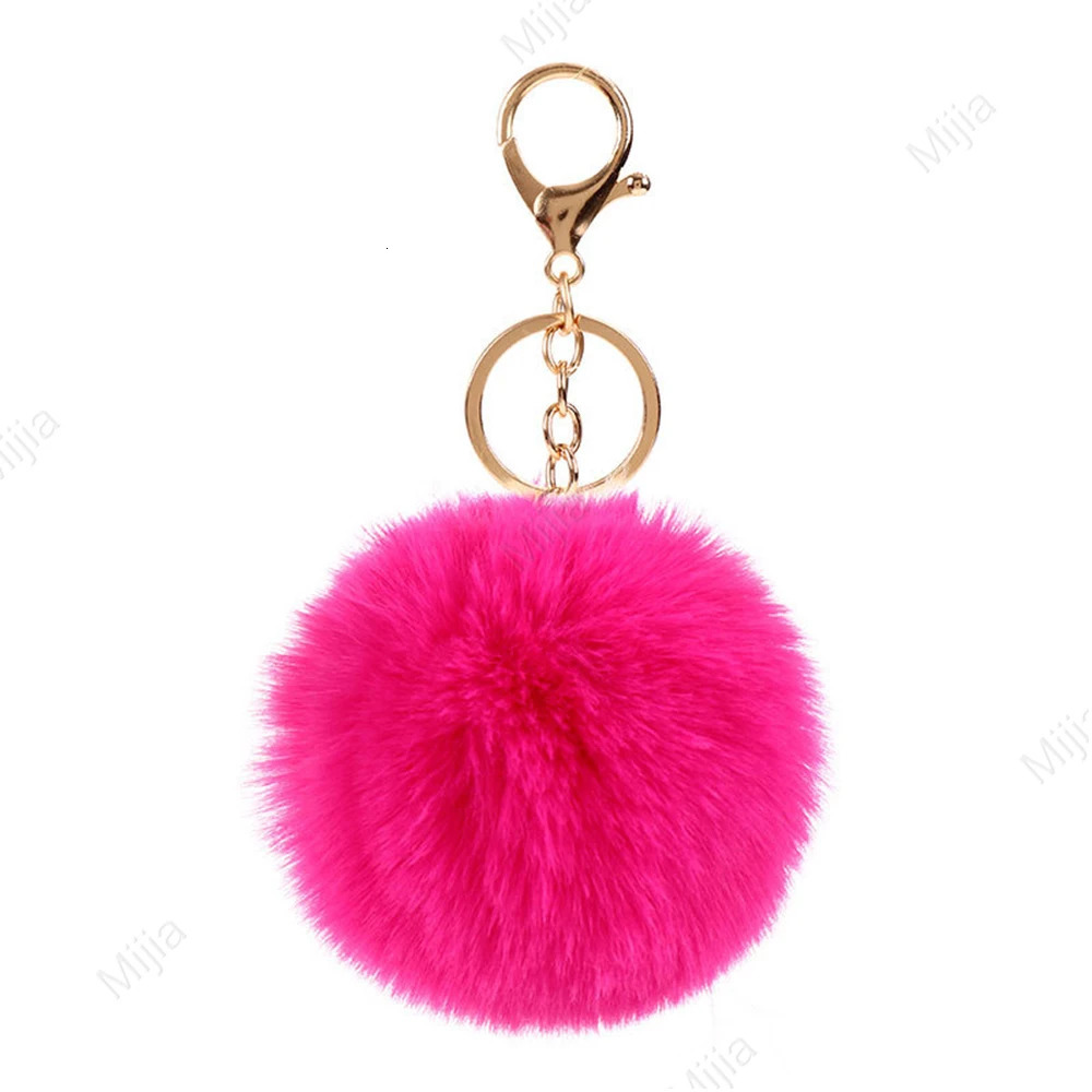 Cute Rex Rabbit Fur Plush Keychain 8cm Fluffy Pompom Ball Bag Backpack Decoration Car Key Chain Girl Gift Accessories 250616