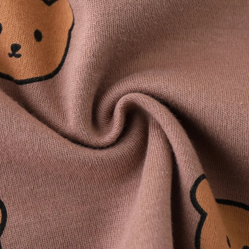 0-3Y High Waist Unisex Baby Pajama Suit Toddler Boys Cute Bear Sleep Wear Infant Pajama Girls Cartoon Print Night Wear 250617