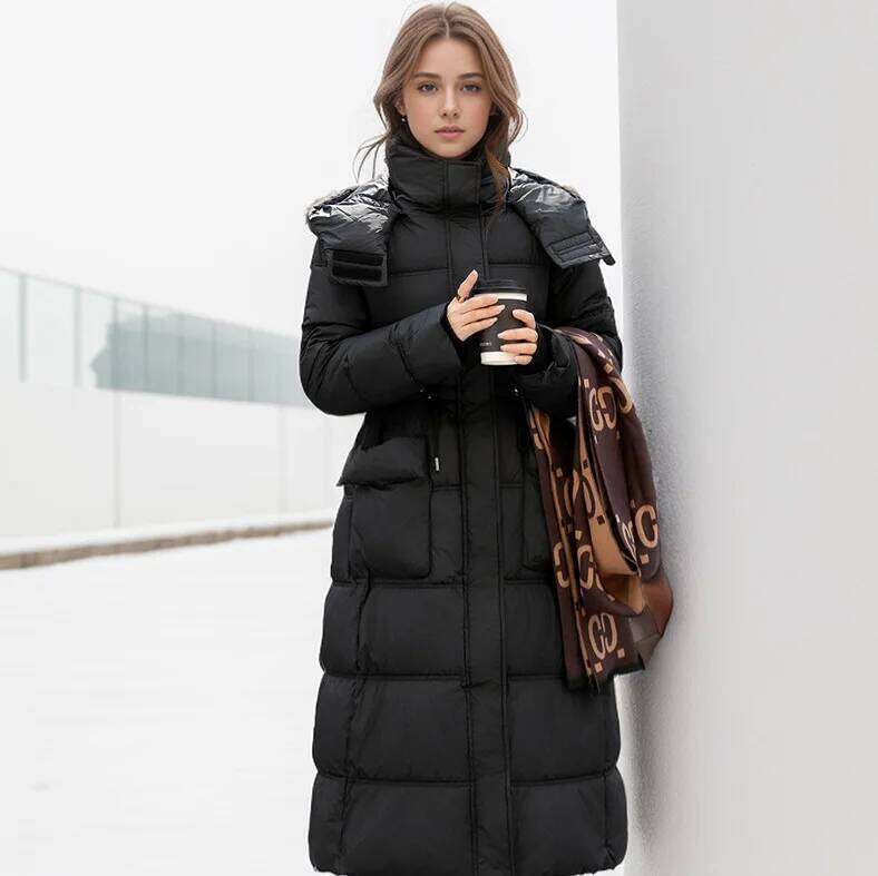YJKDYK 2024 Padded Female Hooded 2 Pocket Thicken Warm Long Cotton Jacket Women's Pure Collor Parkas Coats