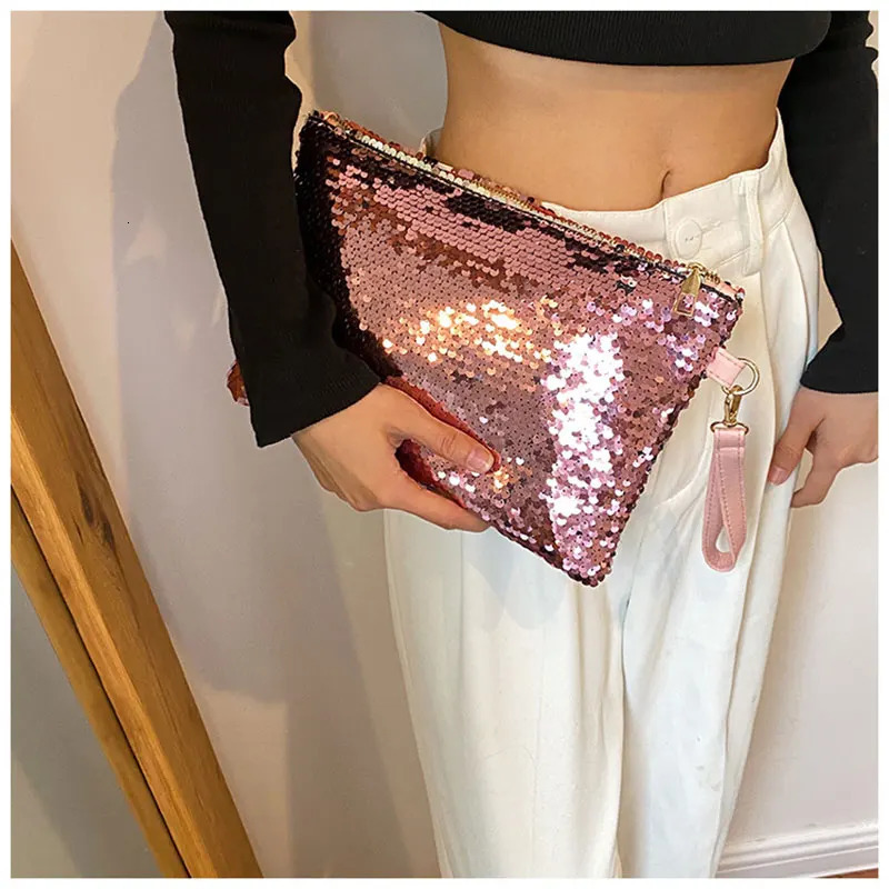 Fashion Womens Sequined Bling Handbag And Purse Small Wedding Party Evening Bag Lady Wristlet Clutch Bag Female Envelope Bag 250617
