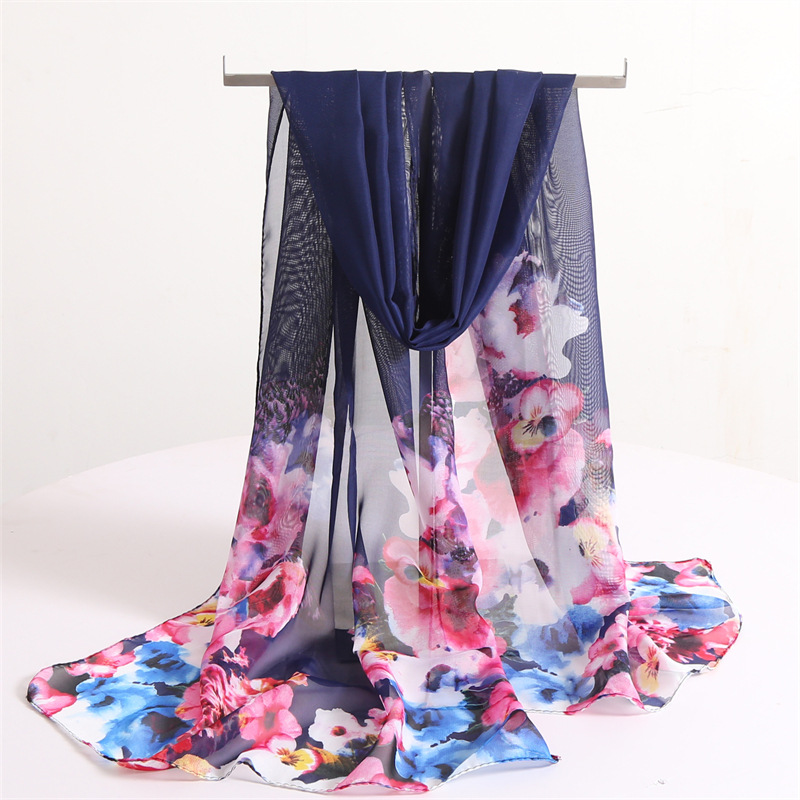 K1052 Sunscreen silk chiffon scarf Spring and autumn printed beach towel Affordable mixed batch stall supply gift wholesale scarf