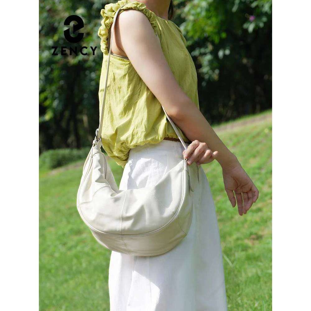 Zency New Trendy Beige Soft Leather Hobo Bag Large Capacity Handbag Stylish Crossbody For Fashion Girls